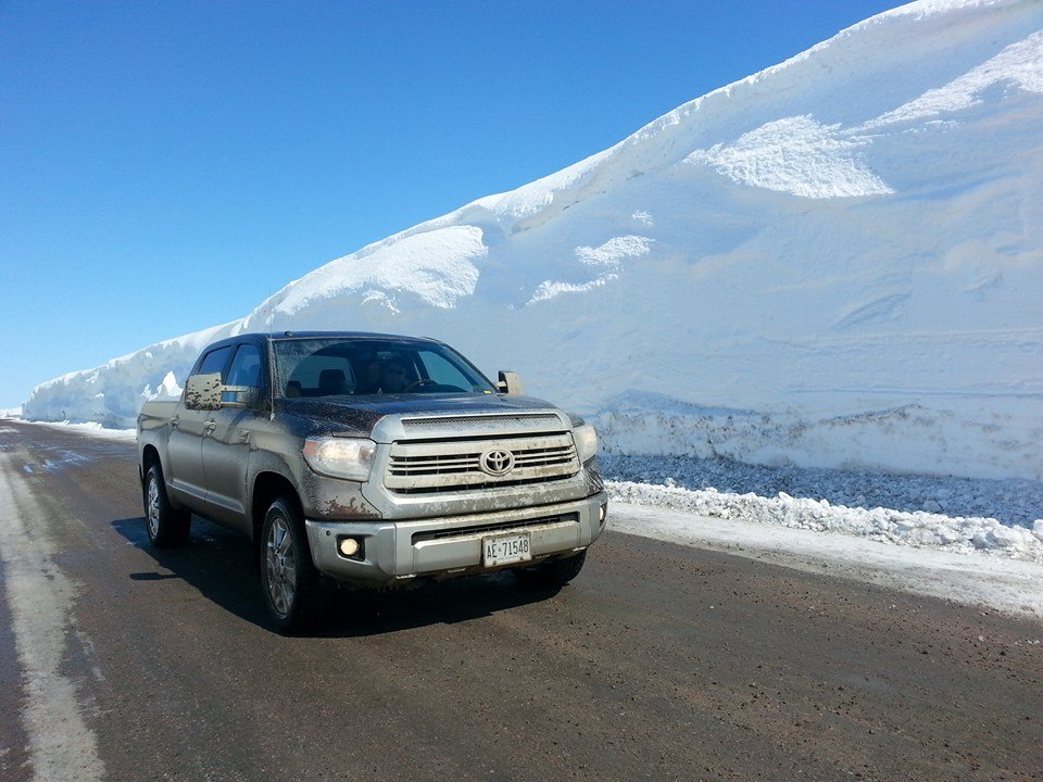 "We found the snow cuts that we were looking for. At least twice the height of the trucks." - April 9