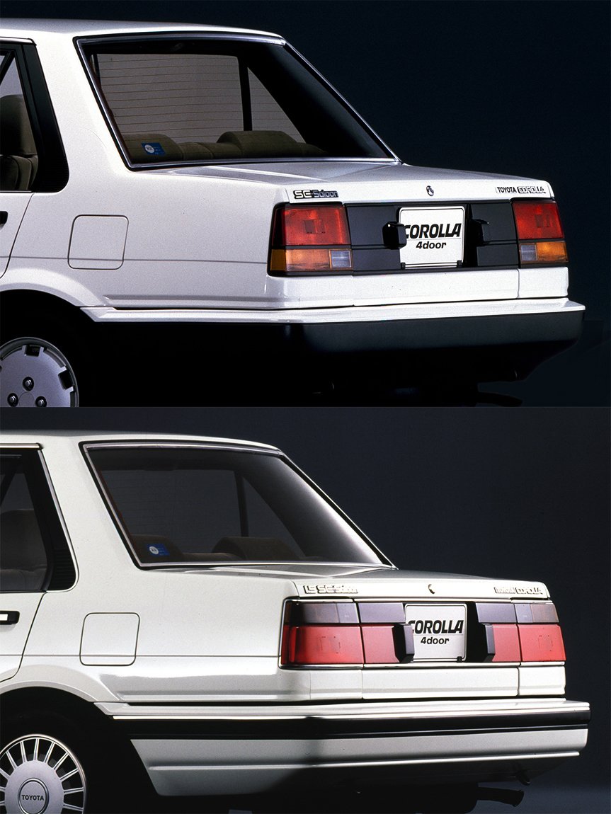 Top photo: Previous model, Bottom photo: Revamped model/The revamped model featured a reflex reflector in the rear combination lamp and an extra rear-end decorative finish.
