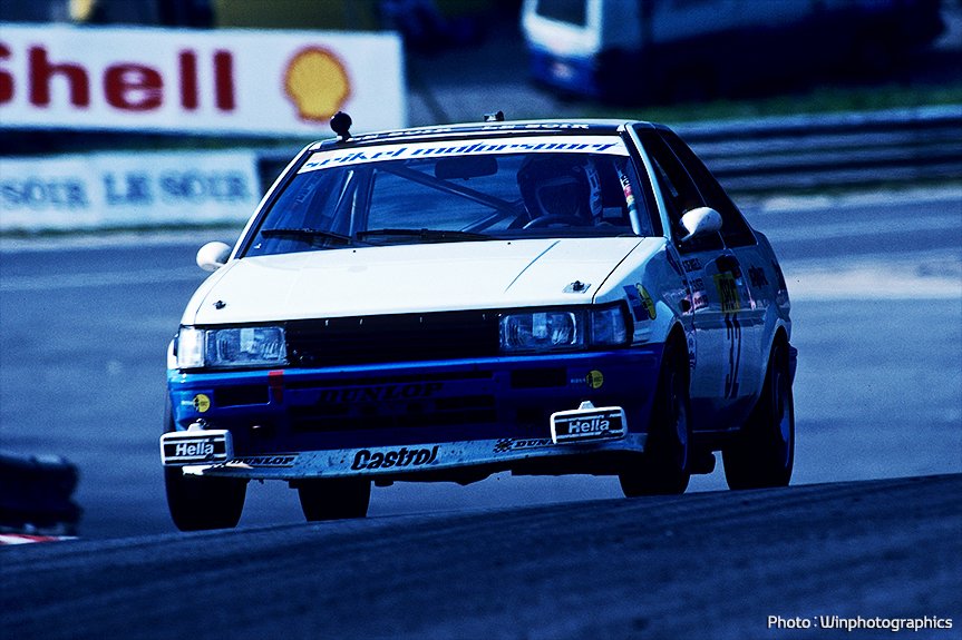 The AE86 Levin racing in the Total 24 Hours of Spa in 1983