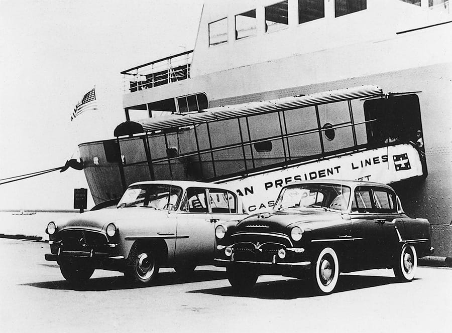 Toyopet Crown shipped to the U.S., marking Japan's first car export to the U.S.