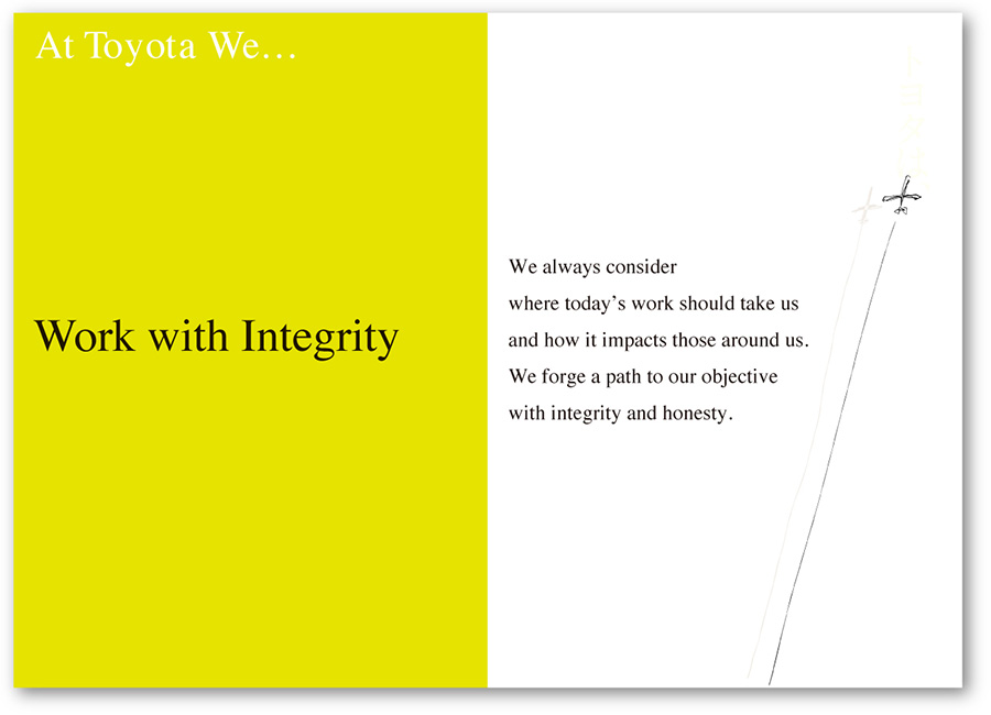At Toyota We Work with Integrity