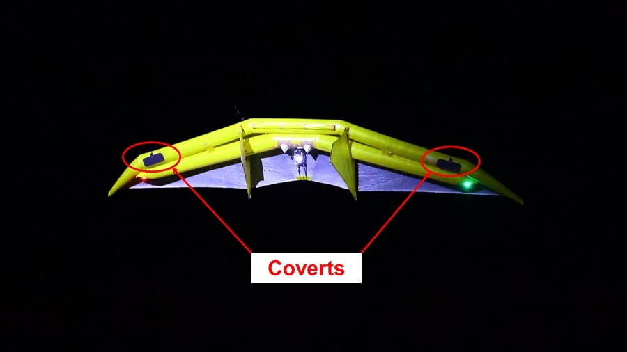 Figure 5 Covert aerodynamic rudder implementation on a kite