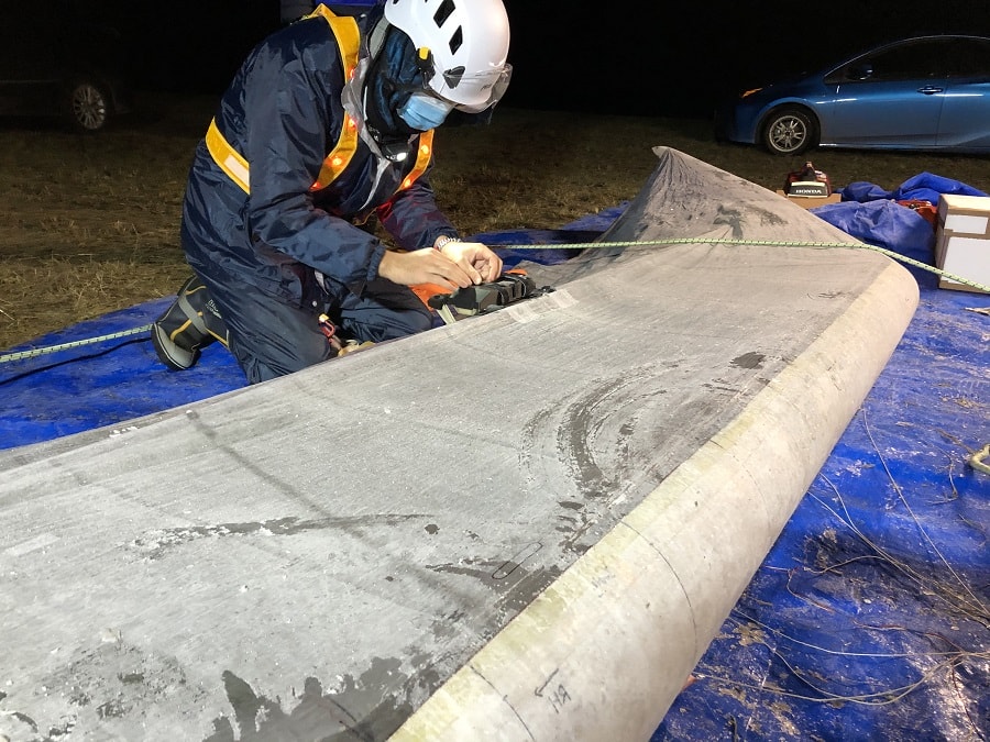 Figure 8 Cold nighttime testing conditions in the "Dojo." When it snowed, the locals volunteered to shovel the snow!