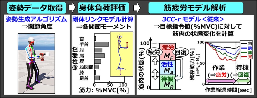 図4 作業時の筋疲労予測の流れ