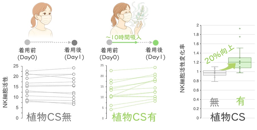 図4 植物CS吸入によるNK細胞活性の変化