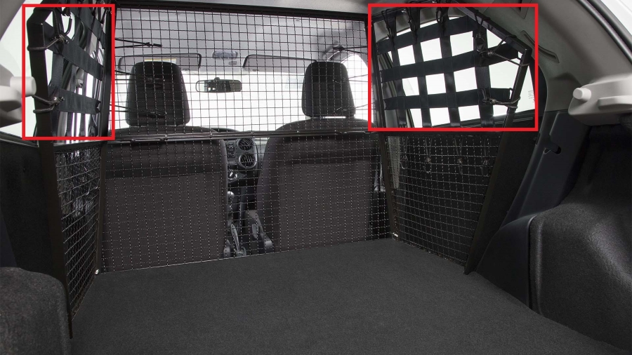 Inside the Etios Aibo (red frame: side protection net)