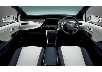 Toyota Mirai fuel cell sedan interior (Blue White)