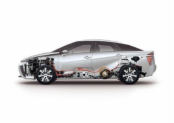 Toyota Mirai fuel cell sedan powertrain