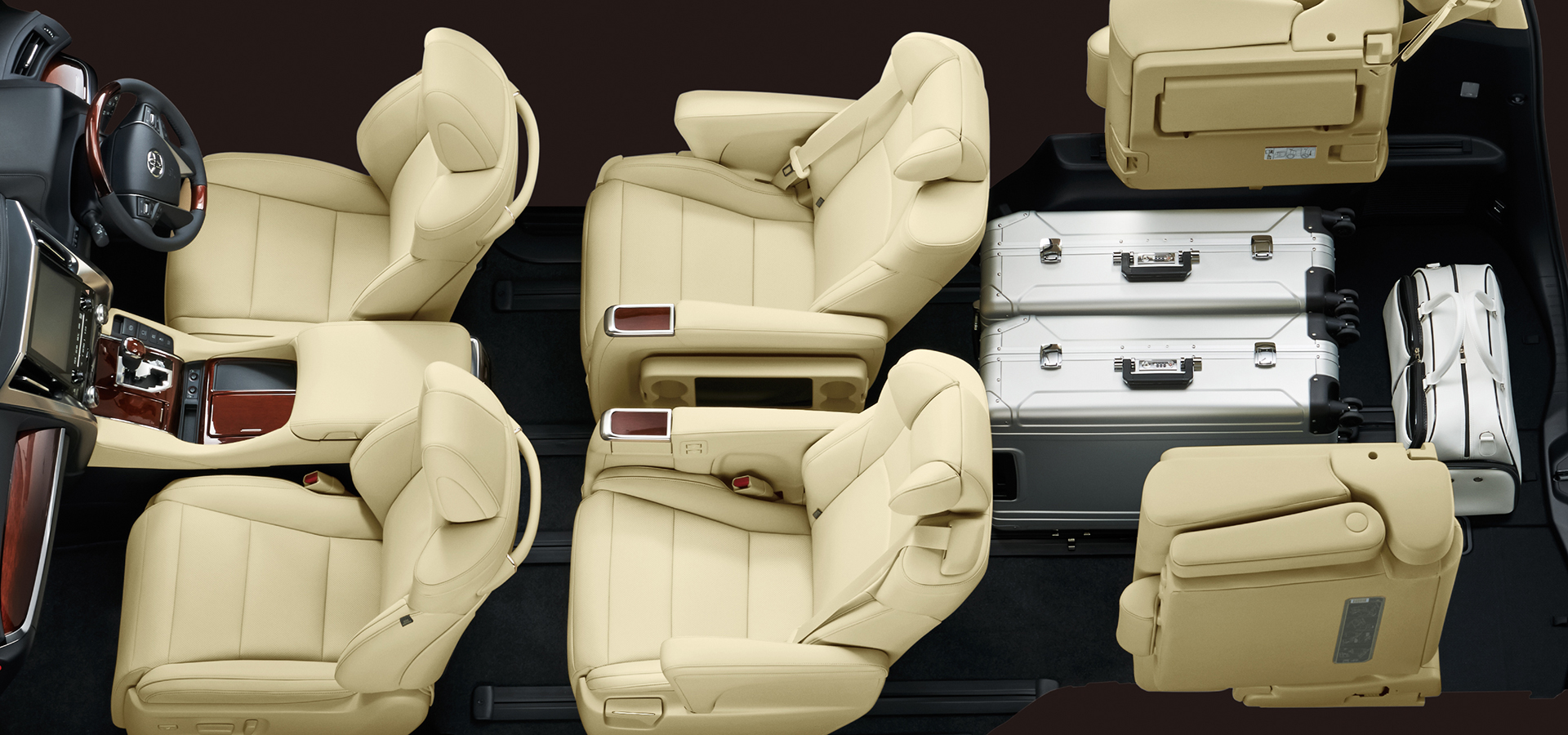 Alphard seating configuration (third-row seats retracted to maximize cargo space)