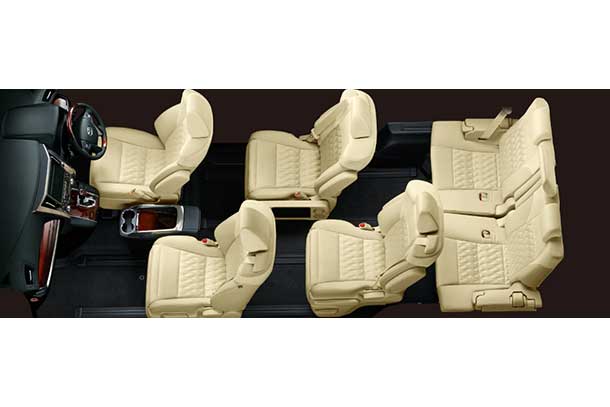Vellfire seating configuration (super-long-slide passenger seat in "double-triangle" mode)