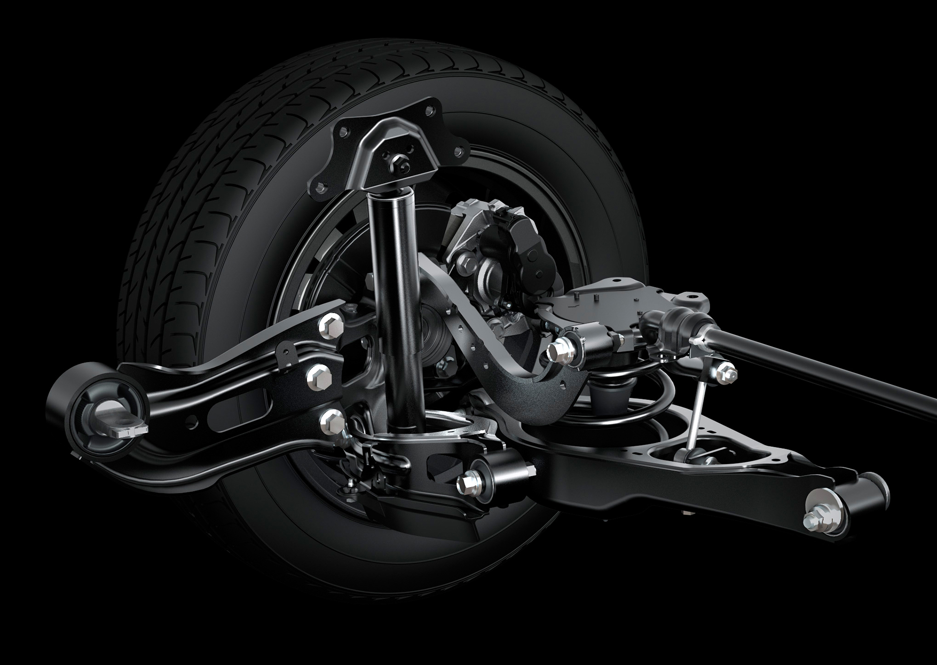 Vellfire double-wishbone rear suspension