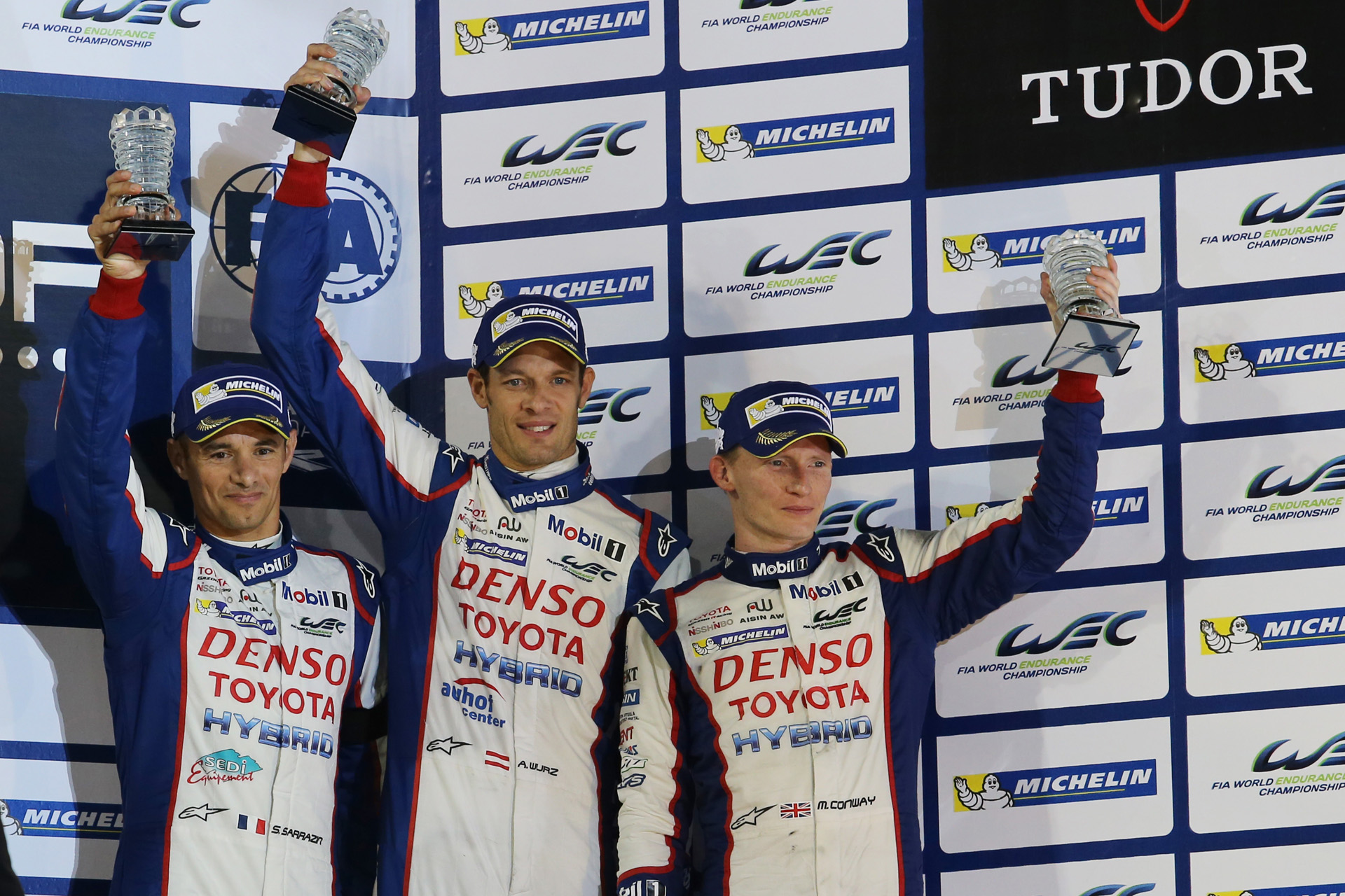 Stéphane Sarrazin (France) / Alex Wurz (Austria) / Mike Conway (U.K.), driver; 2015 WEC Round 8 Bahrain