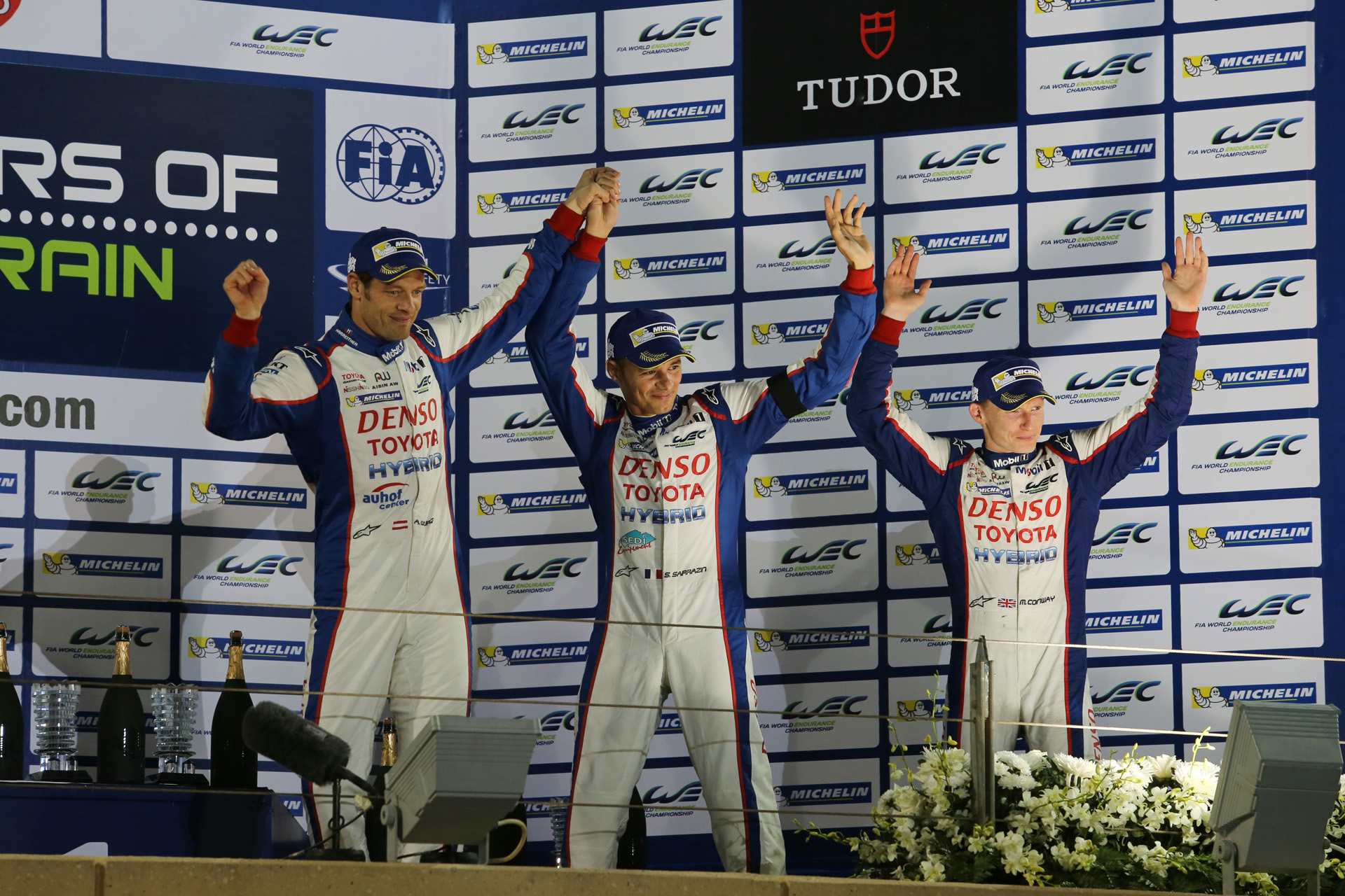 Alex Wurz (Austria) / Stéphane Sarrazin (France) / Mike Conway (U.K.), driver; 2015 WEC Round 8 Bahrain