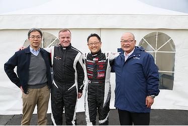 Left to right: Toshio Sato, Tommi Mäkinen, Akio Toyoda and Koei Saga