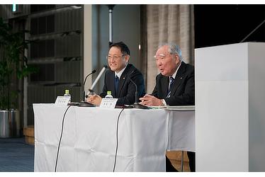 Toyota's President Akio Toyoda Osamu Suzuki, Chairman of Suzuki Motor Corporation