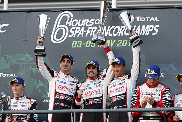 Sébastien Buemi / Fernando Alonso / Kazuki Nakajima, driver; 2018-19 WEC Round 1 Total 6 Hours of Spa-Francorchamps
