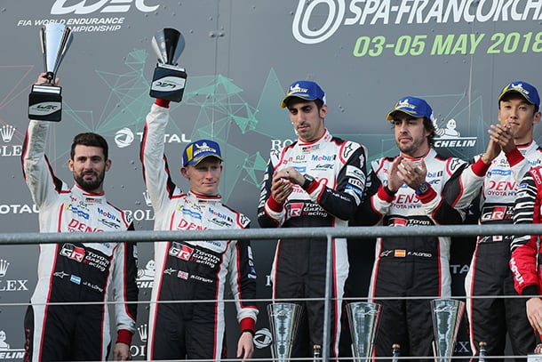 José María López / Mike Conway / Sébastien Buemi / Fernando Alonso / Kazuki Nakajima, driver; 2018-19 WEC Round 1 Total 6 Hours of Spa-Francorchamps