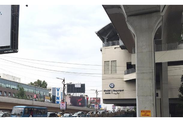 A metro station in Hyderabad City
