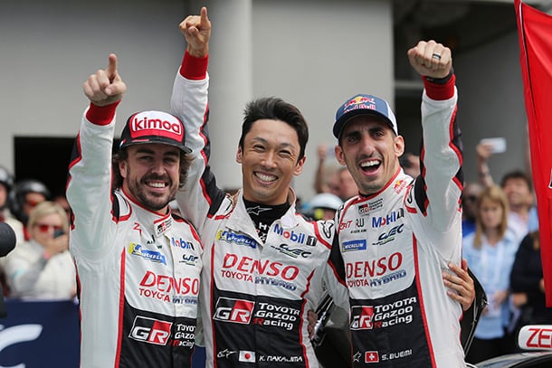 Fernando Alonso / Kazuki Nakajima / Sébastien Buemi, driver; 2018-19 WEC Round 2 Le Mans 24 Hours