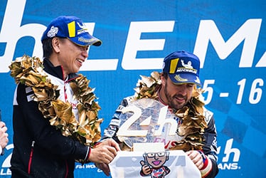 Shigeki Tomoyama, GAZOO Racing Company President / Fernando Alonso, driver; 2018-19 WEC Round 8 Le Mans 24 Hours