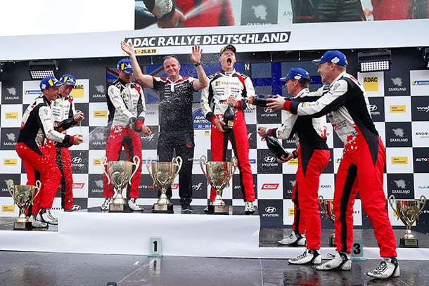 Kris Meeke / Seb Marshall / Martin Järveoja, driver / Tommi Mäkinen, Team Principal / Ott Tänak / Miikka Anttila / Jari-Matti Latvala, driver; 2019 WRC Round 10 Rallye Deutschland