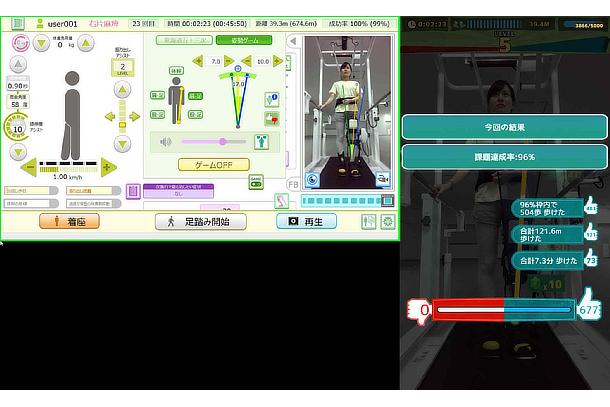 Game function *Touch panel screen (left) and monitor screen (right)