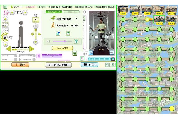 Game function *Touch panel screen (left) and monitor screen (right)