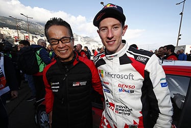 Shigeki Tomoyama, GAZOO Racing Company President / Elfyn Evans, driver; 2020 WRC Round 1 Rallye Monte-Carlo