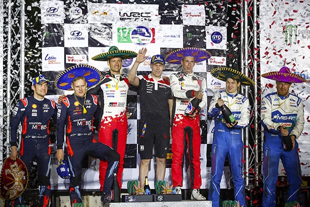 Sébastien Ogier, driver / Kaj Lindström, Sporting Director / Julien Ingrassia, driver; 2020 WRC Round 3 Rally Mexico