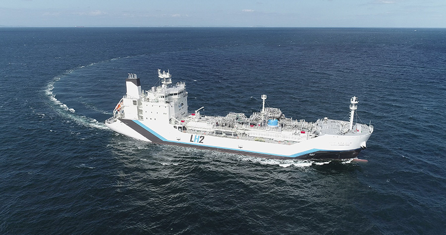 Suiso Frontier, Kawasaki Heavy Industries' liquefied hydrogen carrier (Photograph courtesy of HySTRA)
