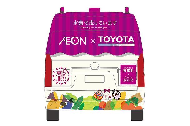Images of the fuel cell mobile retail vehicle to be operated by AEON TOHOKU