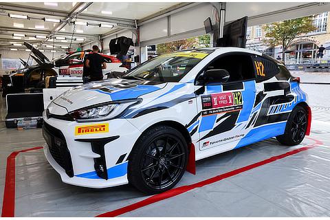 The GR Yaris H2 that completed a demo run during the ninth round of the World Rally Championship in Belgium
