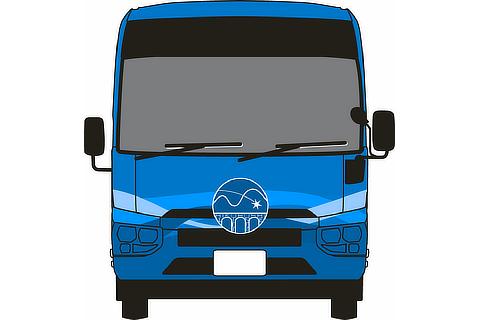 「BRTひこぼしライン」FC小型バスの車両デザイン・正面（デザインはイメージです。変更となる場合がございます）