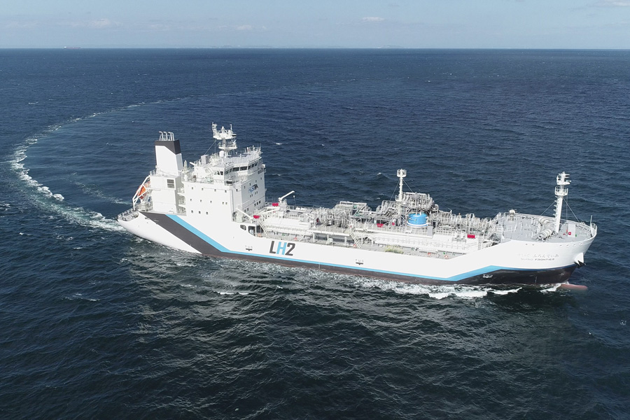 Suiso Frontier, KHI's liquid hydrogen carrier (Photograph courtesy of HySTRA)