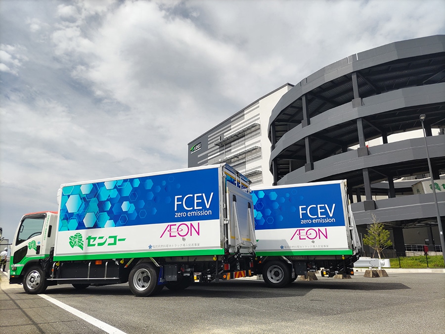 Hydrogen-powered fuel cell vehicles emit zero CO2 during operation Utilizing the Fukuoka Prefecture Fuel Cell Truck Introduction Promotion Project subsidy