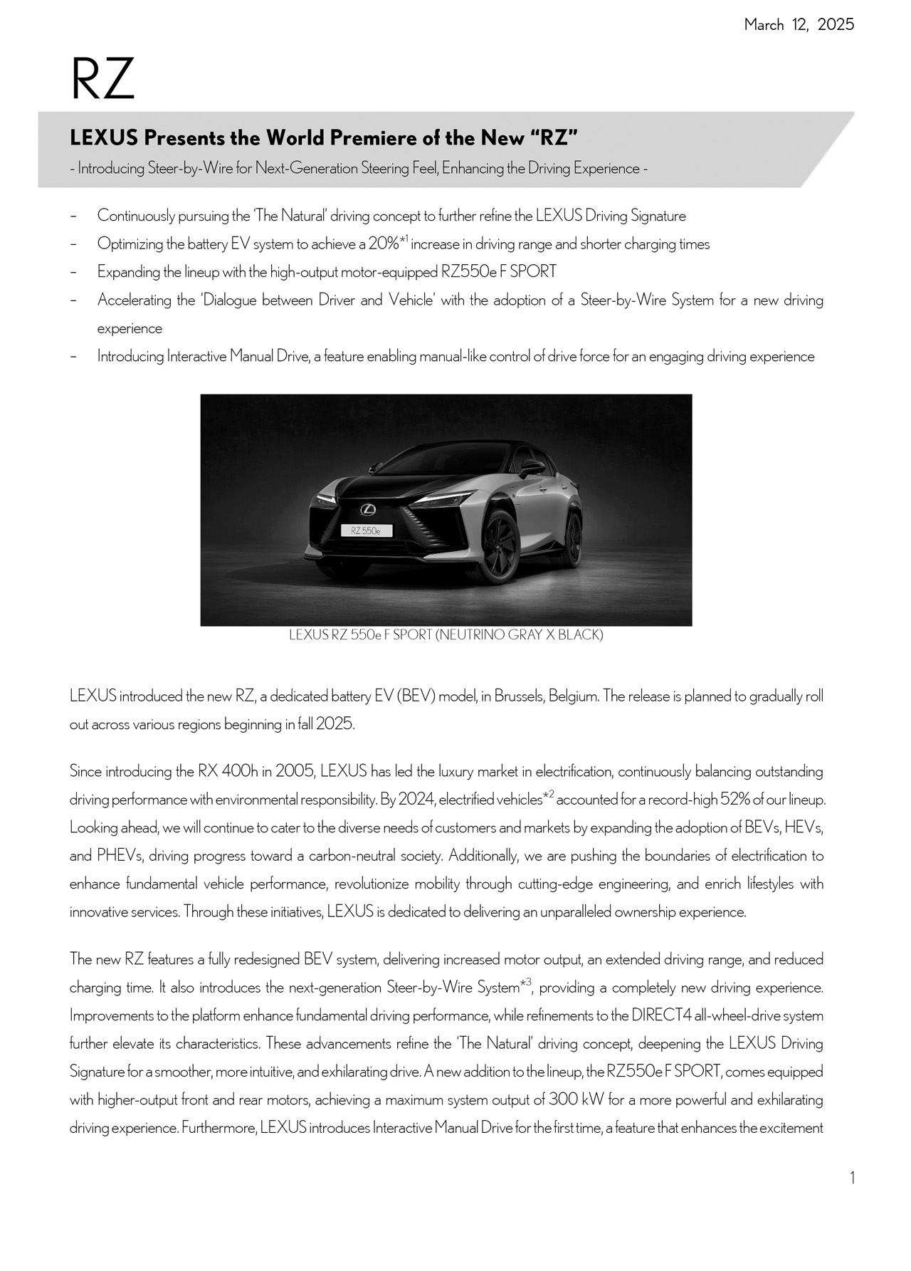 Press Release (Vehicle details)