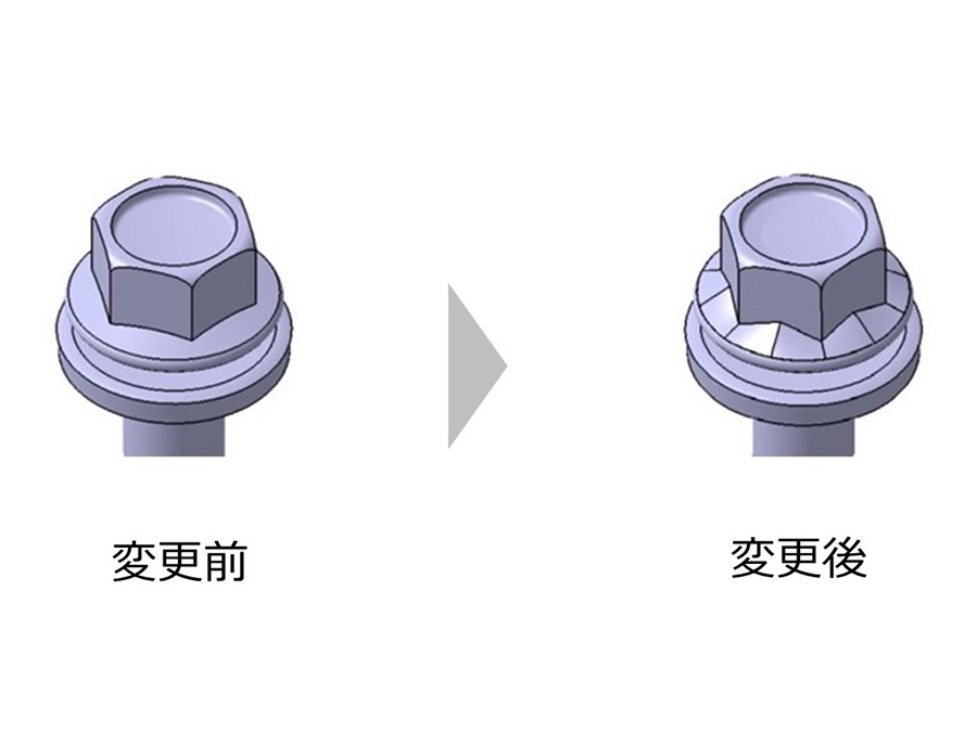 締結剛性向上ボルト（フランジにリブ形状を追加）
