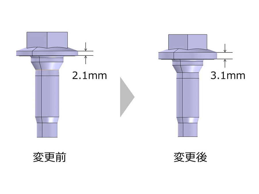 締結剛性向上ボルト（フランジの厚みアップ）