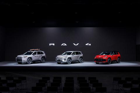 (Left to right) RAV4 Woodland (the US model, Prototype) / RAV4 CORE (Prototype) / RAV4 GR SPORT (Prototype)