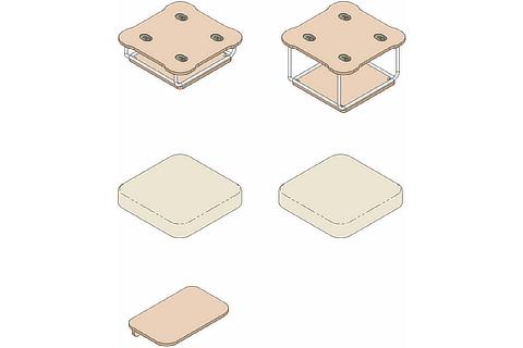 セット「チル」家具モジュール（ベースモジュール・ベースモジュールラージ・クッションモジュール×2・サイドテーブル）