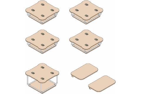 セット「コンフォート」家具モジュール（ベースモジュール×4・ベースモジュールラージ・サイドテーブル×2）
