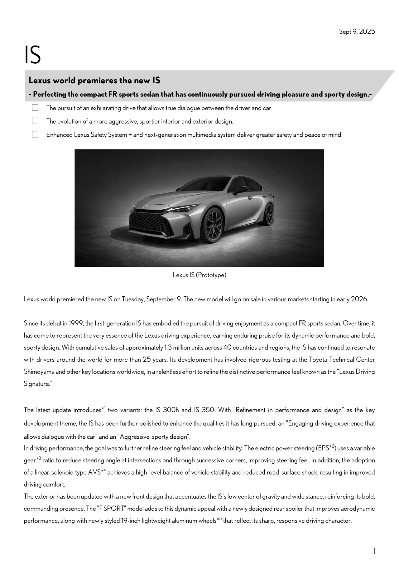 Press Release (Vehicle details)