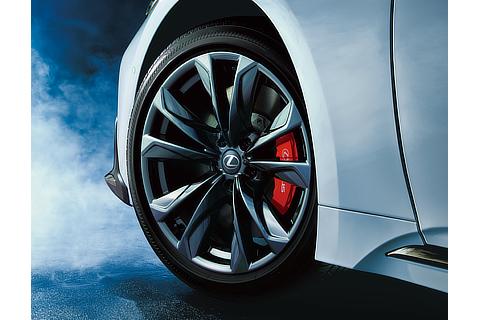 LS500h“F SPORT”20インチアルミホイール（スーパーグロスブラックメタリック塗装）＆“F SPORT”オレンジブレーキキャリパー