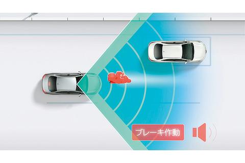プリクラッシュセーフティ ： 直進時の自動二輪車検知機能（作動イメージ）