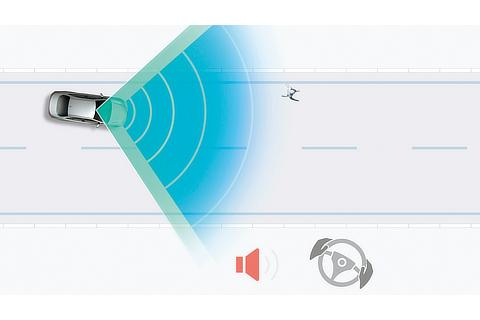 プリクラッシュセーフティ ： 緊急時操舵支援機能（作動イメージ）