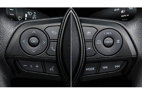 ステアリングスイッチ（マルチインフォメーションディスプレイ・オーディオ・レーダークルーズコントロール・レーントレーシングアシスト・ハンズフリー・音声認識）