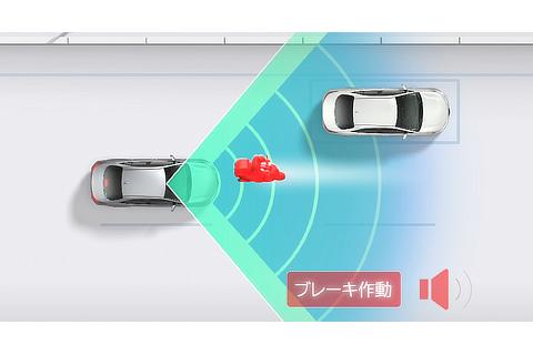 プリクラッシュセーフティ ： 直進時の自動二輪車検知機能（作動イメージ）