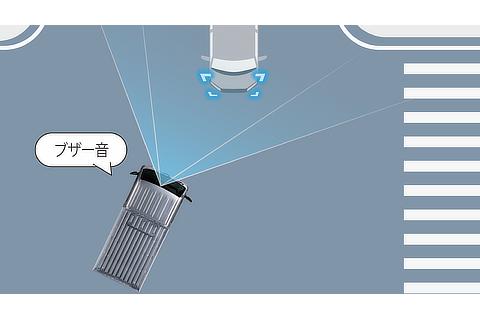 交差点右折時の対向直進車検知機能（作動イメージ）