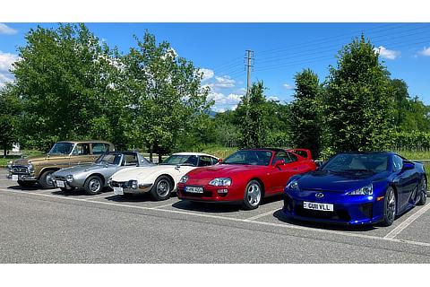 First-generation Crown Model RS, Toyota Sports 800 Model UP15, Toyota 2000GT Model MF10L, Supra Model JZA80, Lexus LFA