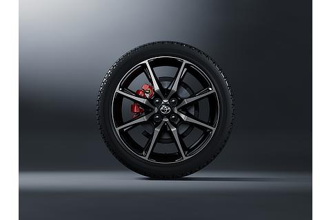 205/45R17タイヤ＆専用17×7Jアルミホイール（ダーククリア切削光輝＋ブラック塗装／センターオーナメント／ブラックホイールナット付）